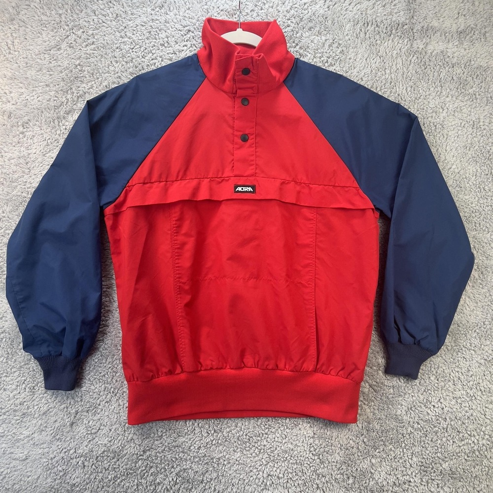 Vintage Altra Colorblock Pullover Jacket Men XS Red Navy Snap Button Made in USA